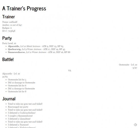 A Trainer's Progress
