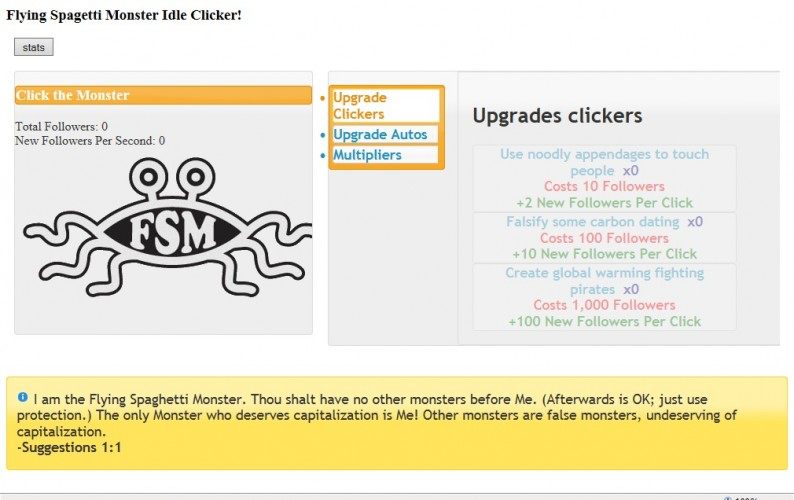 Flying Spaghetti Monster Idle Clicker
