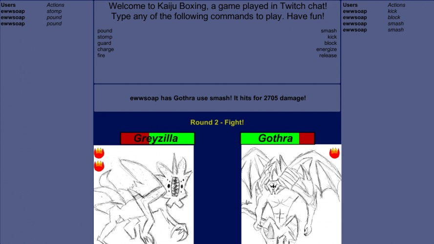Kaiju Boxing - a game in Twitch chat