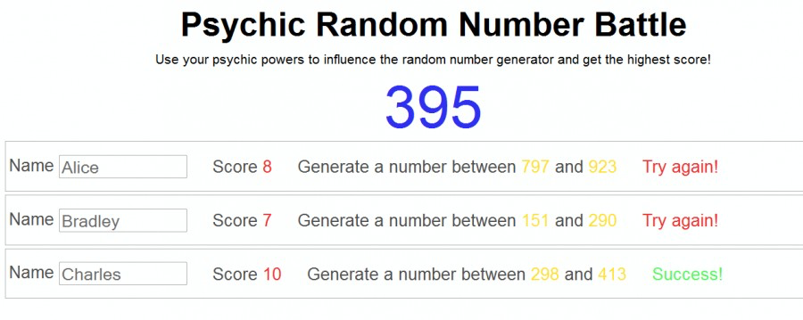 Psychic Random Number Battle