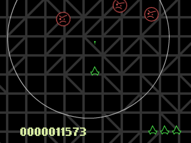 Green Triangle Ship vs. Alien Chaos Spheres