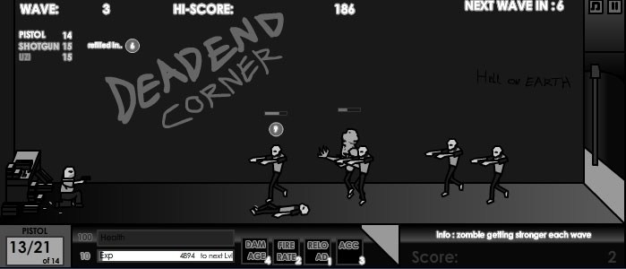 Dead End Corner 10 second Wave Evolving Zombie Games