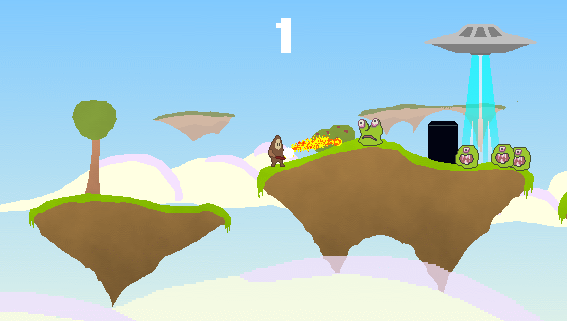 caveman defending his cave from aliens while monoliths drop down from the sky