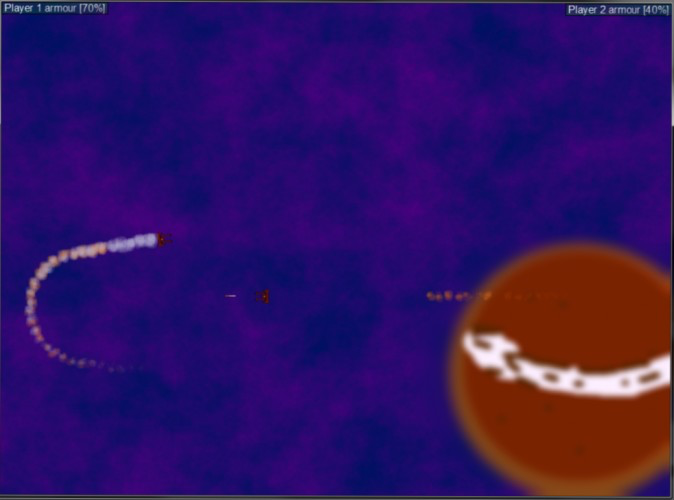 A dogfight above a small world (2 player 1 keyboard)