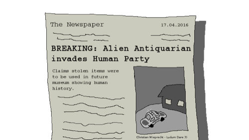 Alien Antiquarian invades Human Party