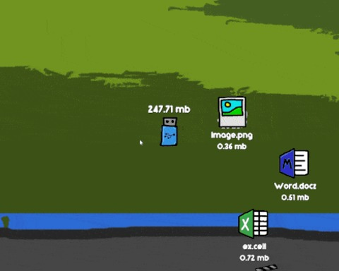 The Flash drive is trapped inside the computer and is being attacked by Files