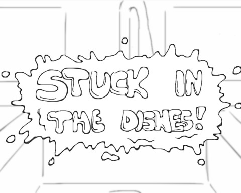Stuck in the dishes!