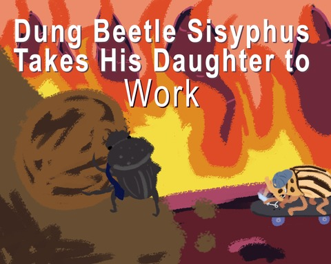 Sisyphus Beetle Takes His Daughter to Work