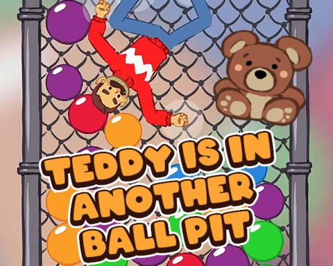 Teddy is in another ball pit