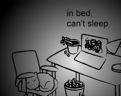 in bed, can't sleep
