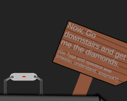 A robot with funny physics goes down for a diamond