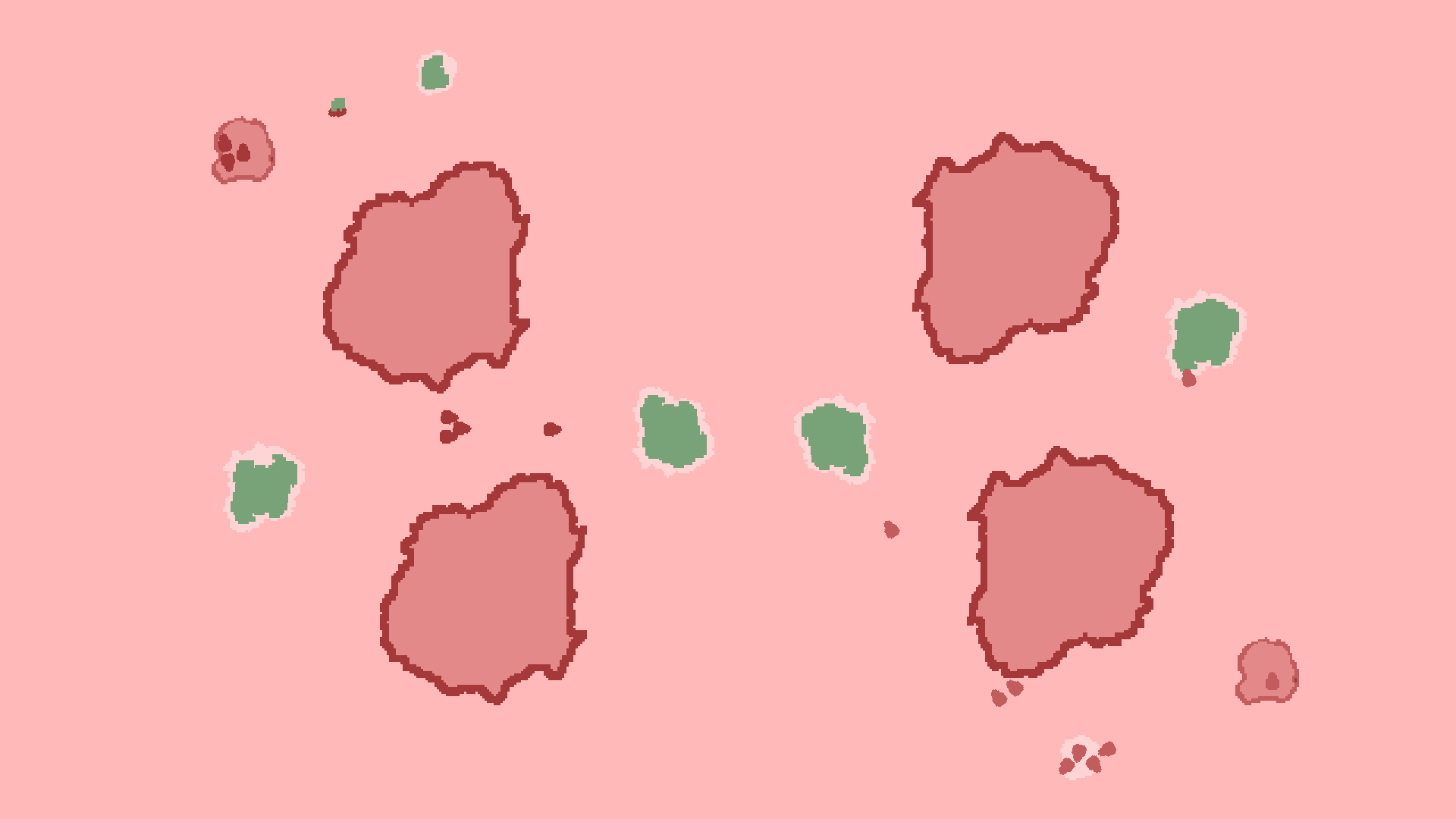 A screenshot showing abstract drawn bugs running around