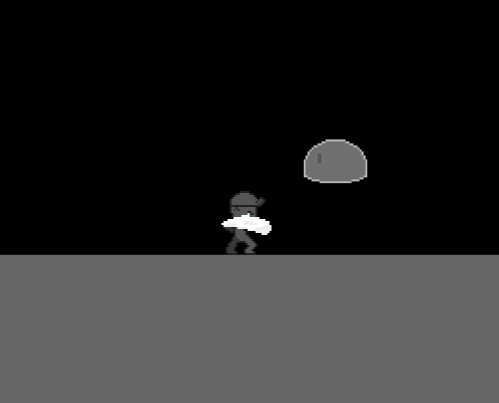 Player fighting monochrome slime